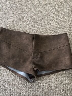 Women's Brown Faux-Suede Bike Shorts
